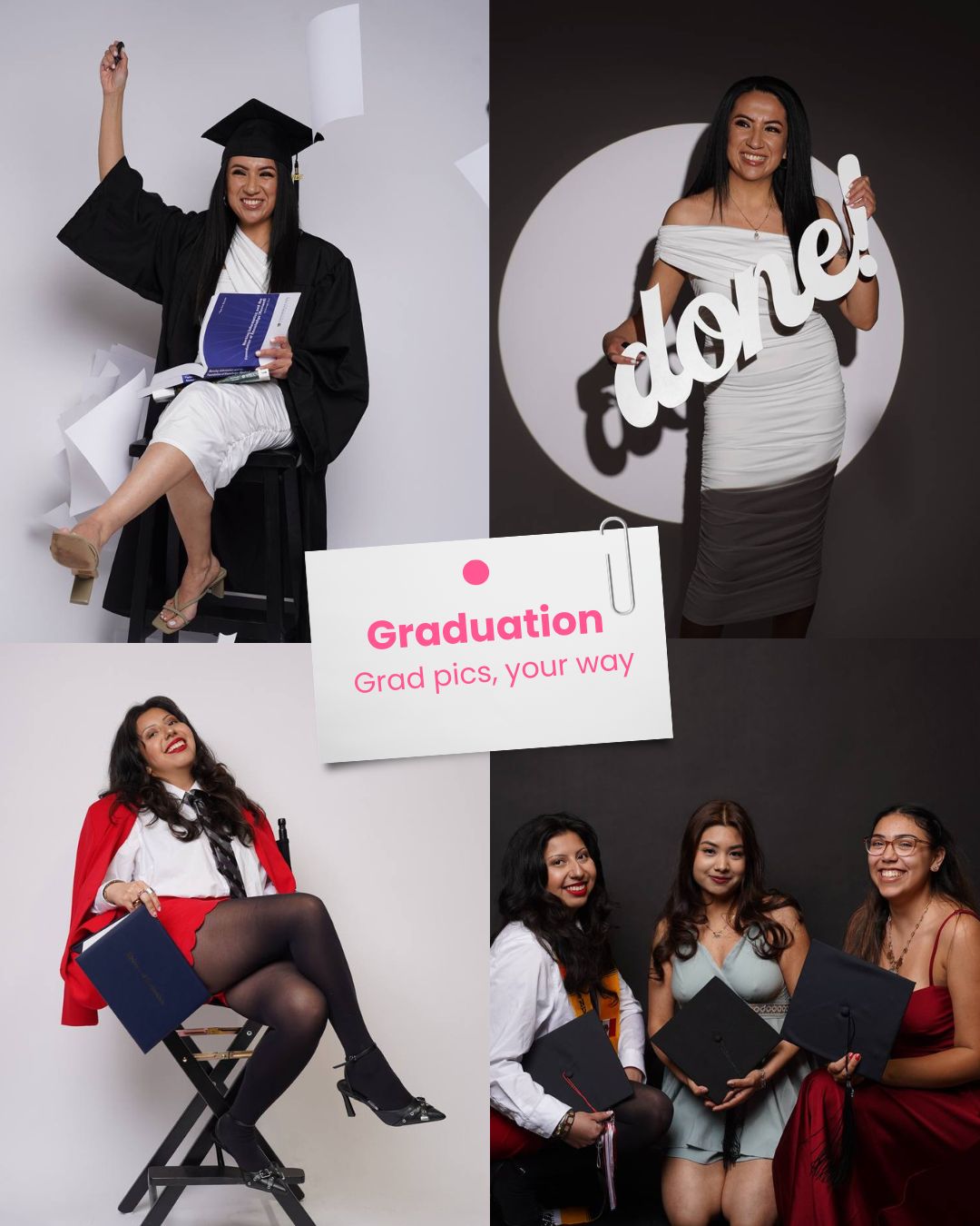 Graduation photoshoot collage — grad pics, your way